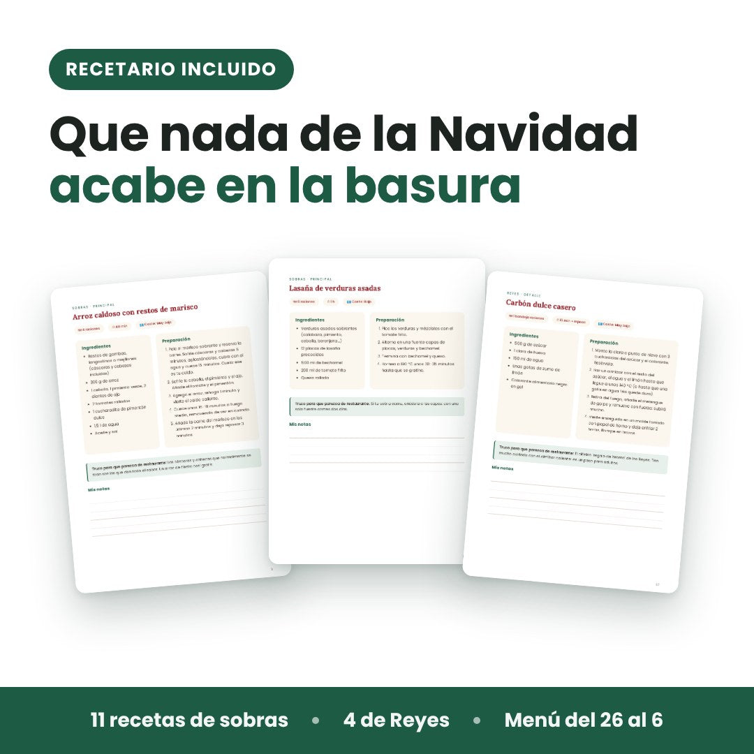 Páginas del Recetario de sobras y Reyes