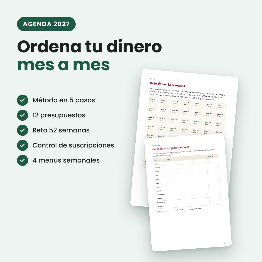 Páginas interiores de la agenda Plan Ahorro 2027